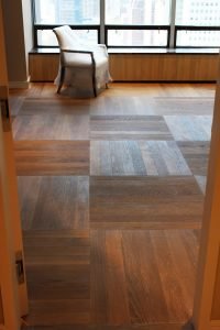 A larger parquet installation was chosen to bring another layer of design to the apartment.